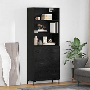 Bufet Stejar Negru 69,5 x 34 x 180 cm Lemn prelucrat