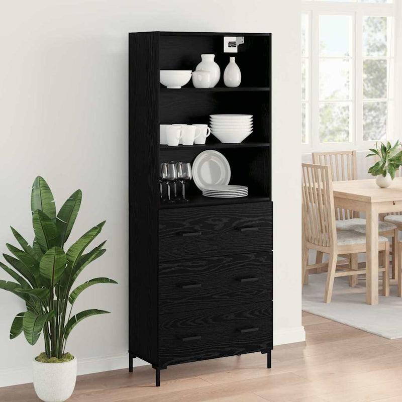 Bufet Stejar Negru 69,5 x 34 x 180 cm Lemn prelucrat
