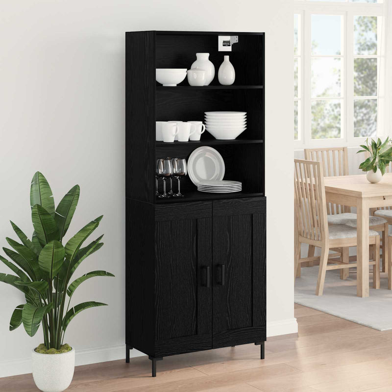 Bufet Stejar Negru 69,5 x 34 x 180 cm Lemn prelucrat
