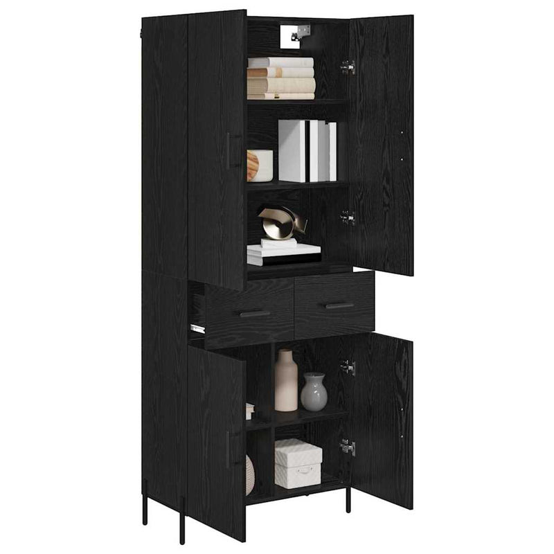 Bufet Stejar Negru 69,5 x 34 x 180 cm Lemn prelucrat