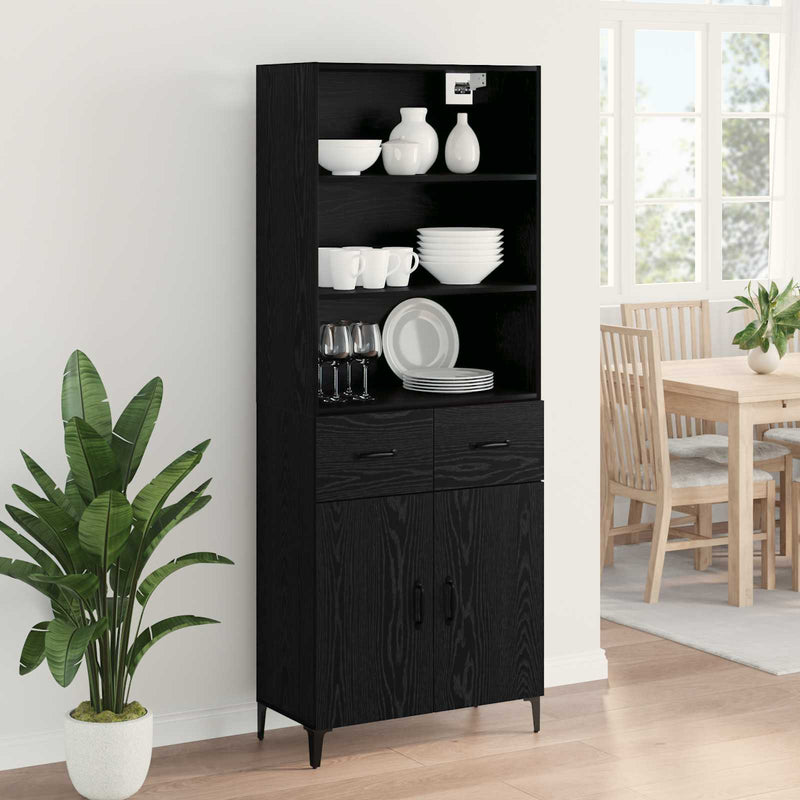 Bufet Stejar Negru 69,5 x 34 x 180 cm Lemn prelucrat