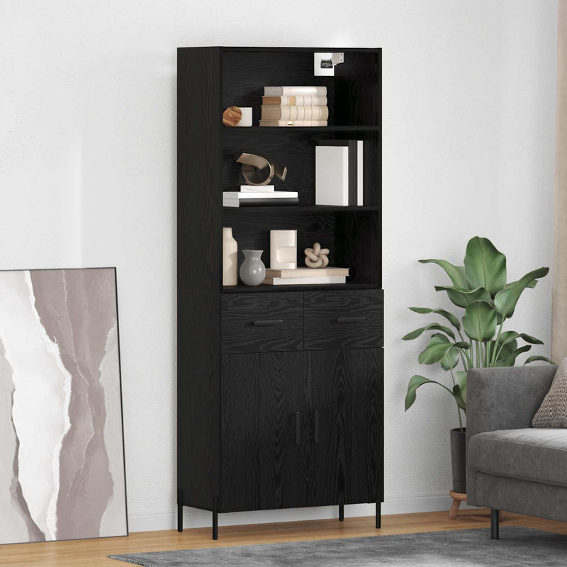 Bufet Stejar negru 69,5 x 34 x 180 cm Lemn prelucrat