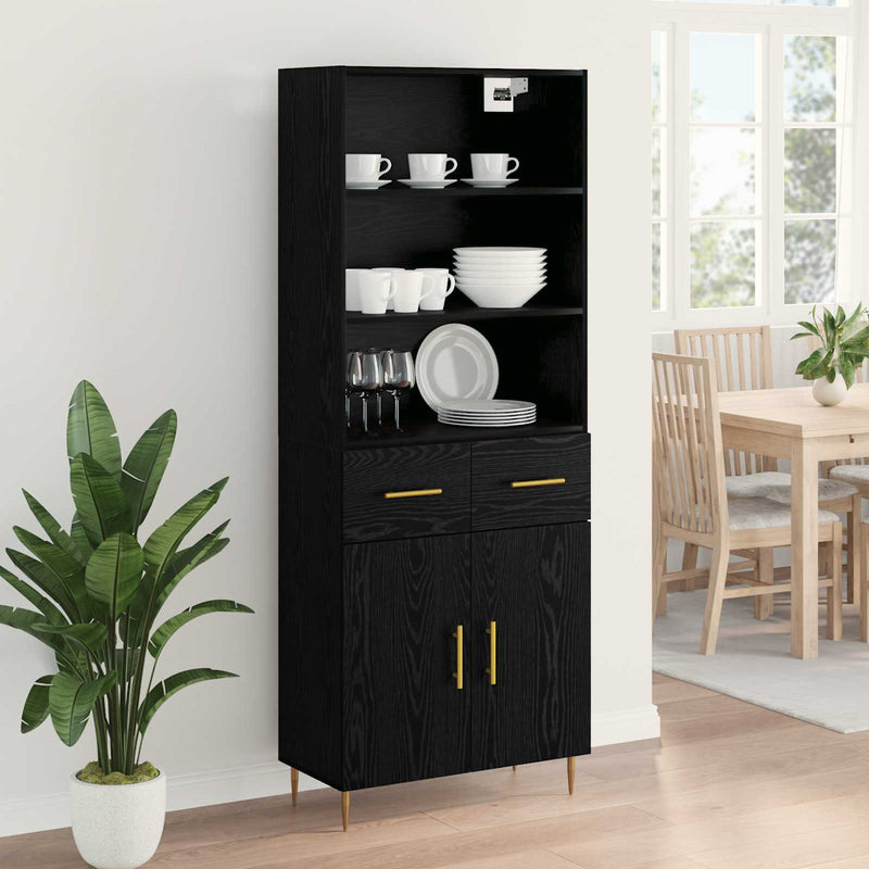 Bufet Stejar Negru 69,5 x 34 x 180 cm Lemn prelucrat