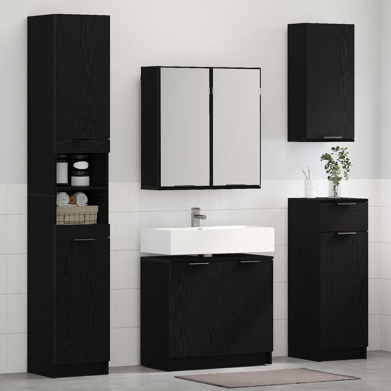 Set de mobilier pentru baie 3 buc. Stejar Negru