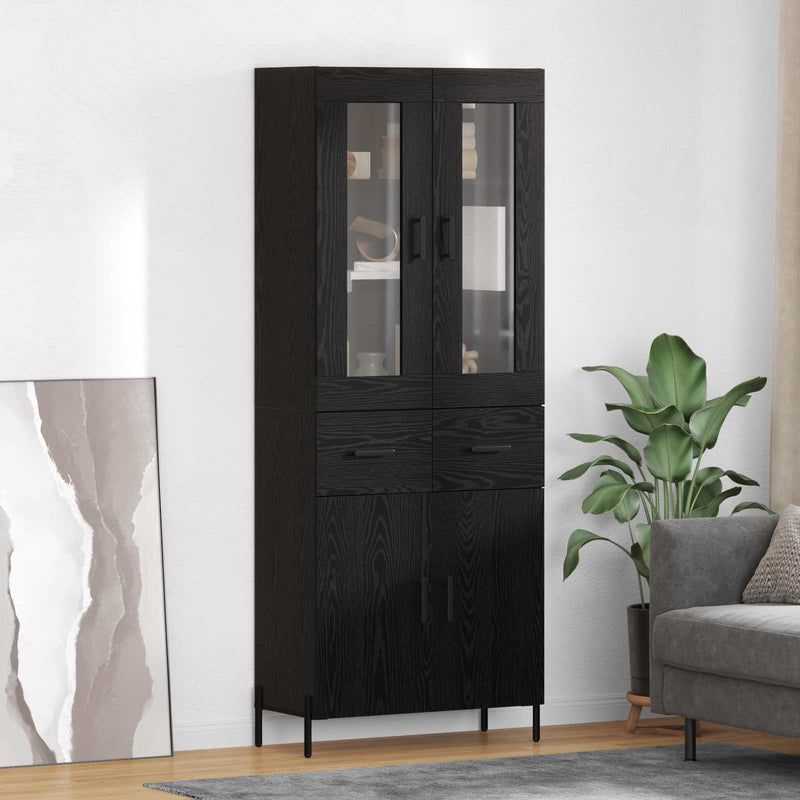 Bufet Stejar Negru 69,5 x 34 x 180 cm Lemn prelucrat