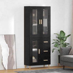Bufet Stejar Negru 69,5 x 34 x 180 cm Lemn prelucrat