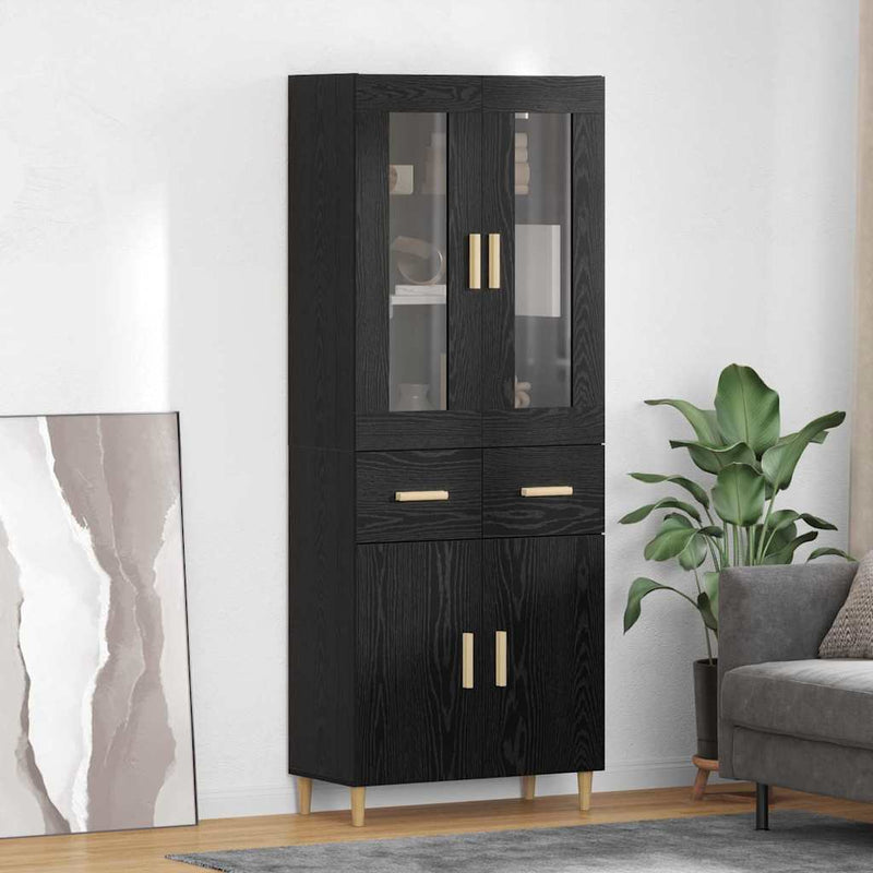 Bufet Stejar Negru 69,5 x 34 x 180 cm Lemn prelucrat