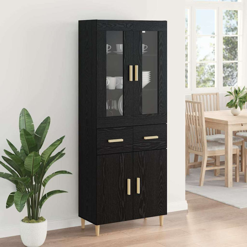 Bufet Stejar Negru 69,5 x 34 x 180 cm Lemn prelucrat