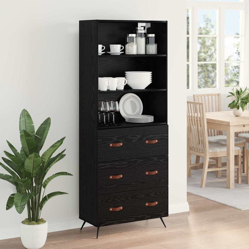 Bufet Stejar negru 69,5 x 34 x 180 cm Lemn prelucrat