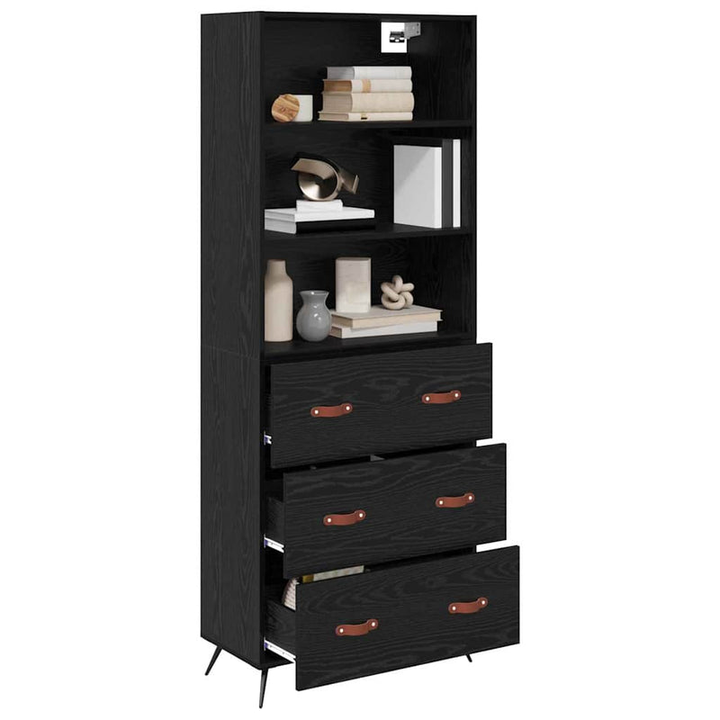 Bufet Stejar negru 69,5 x 34 x 180 cm Lemn prelucrat