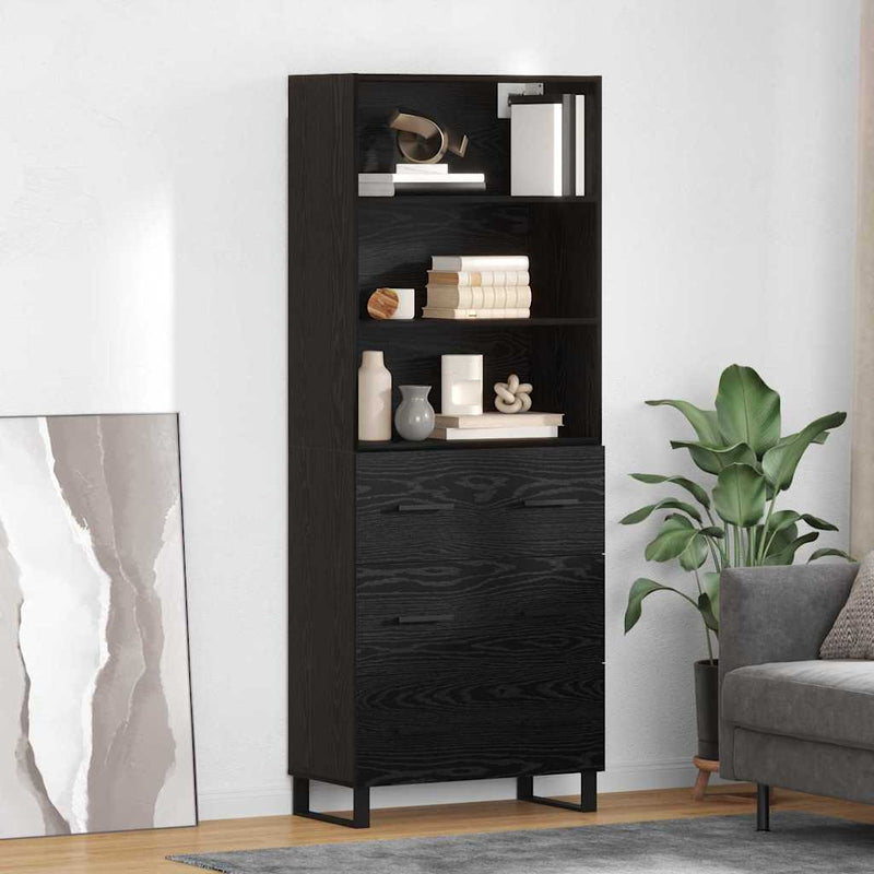 Bufet 2 buc. Stejar Negru 69,5 x 34 x 180 cm