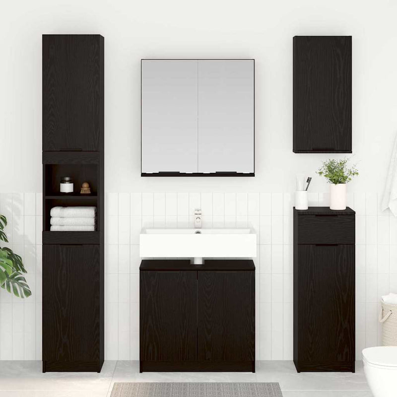 Set dulap baie 2 buc. Stejar Negru Lemn prelucrat