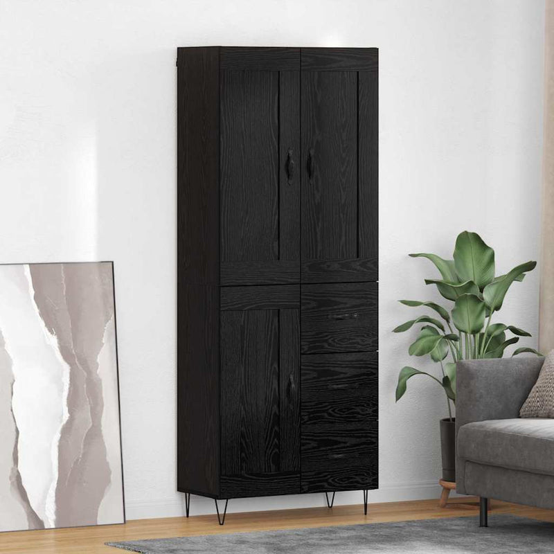 Bufet Stejar Negru 69,5 x 34 x 180 cm Lemn prelucrat