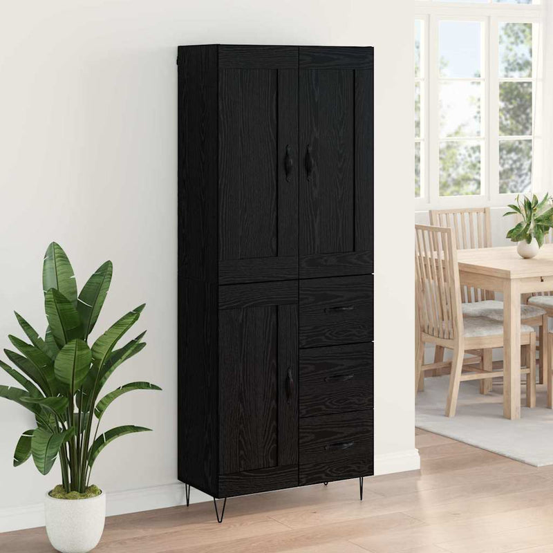 Bufet Stejar Negru 69,5 x 34 x 180 cm Lemn prelucrat