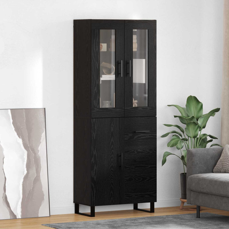 Bufet 2 buc. Stejar Negru 69,5 x 34 x 180 cm Lemn prelucrat