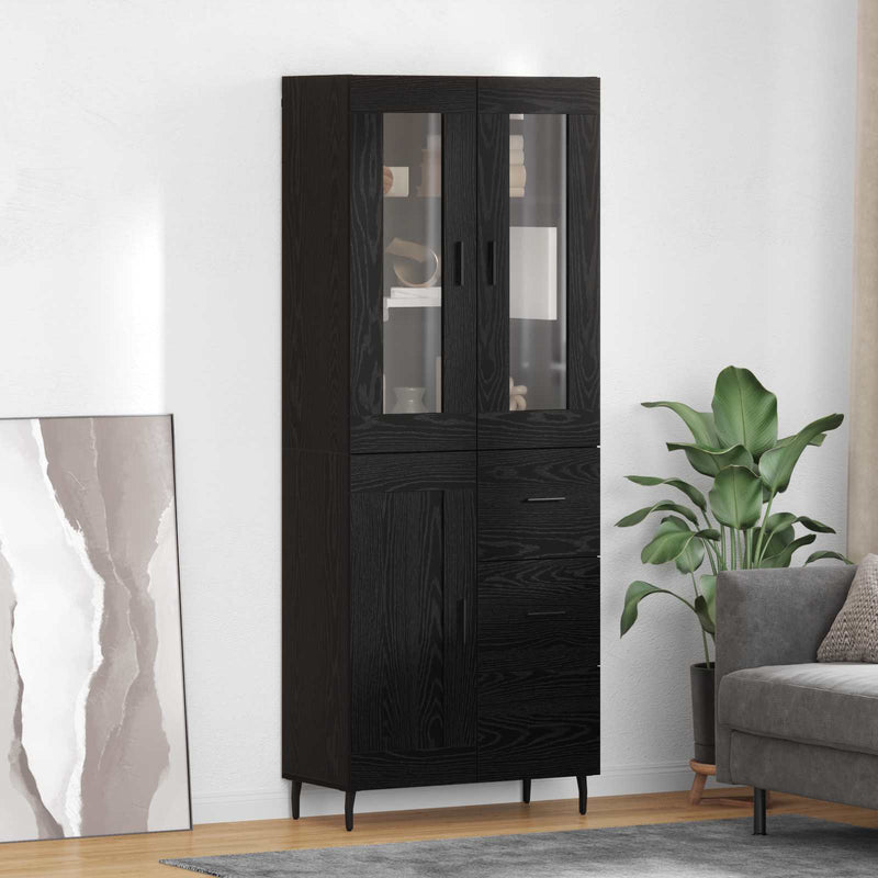 Bufet 2 buc. Stejar Negru 69,5 x 34 x 180 cm Lemn prelucrat