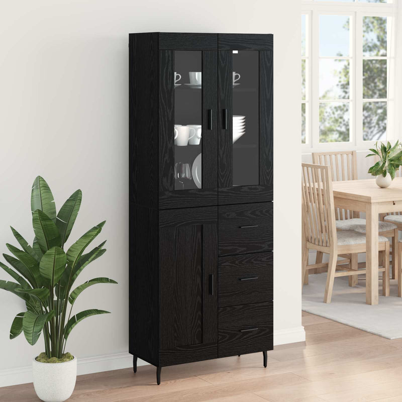 Bufet 2 buc. Stejar Negru 69,5 x 34 x 180 cm Lemn prelucrat