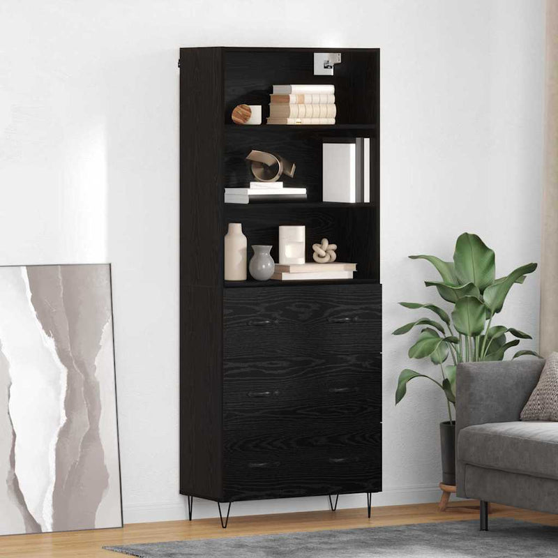 Bufet 2 buc. Stejar Negru 69,5 x 34 x 180 cm