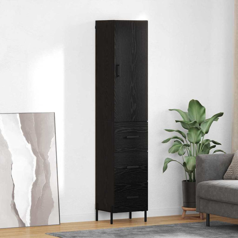 Bufet Stejar Negru 34,5 x 34 x 180 cm Lemn prelucrat