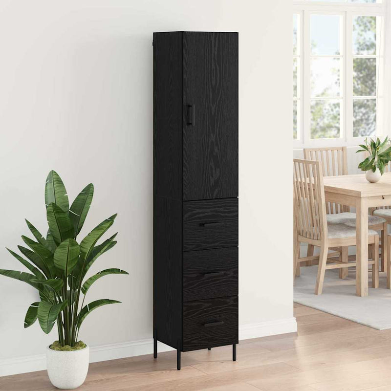 Bufet Stejar Negru 34,5 x 34 x 180 cm Lemn prelucrat