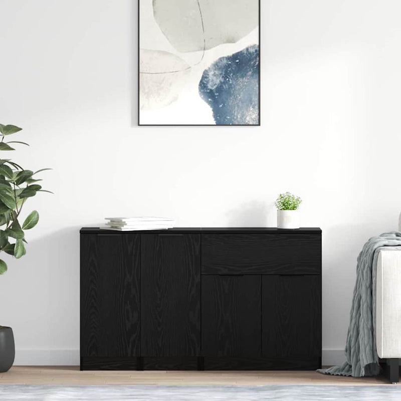 Bufet 3 buc. Stejar negru 69,5 x 34 x 180 cm Lemn prelucrat