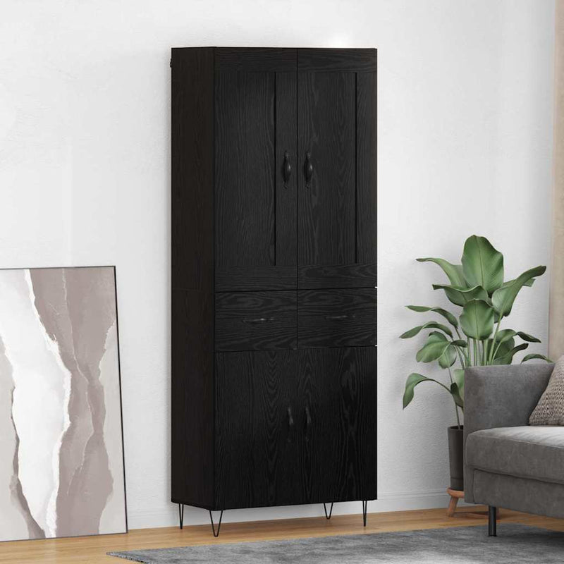 Bufet Stejar Negru 69,5 x 34 x 180 cm Lemn prelucrat