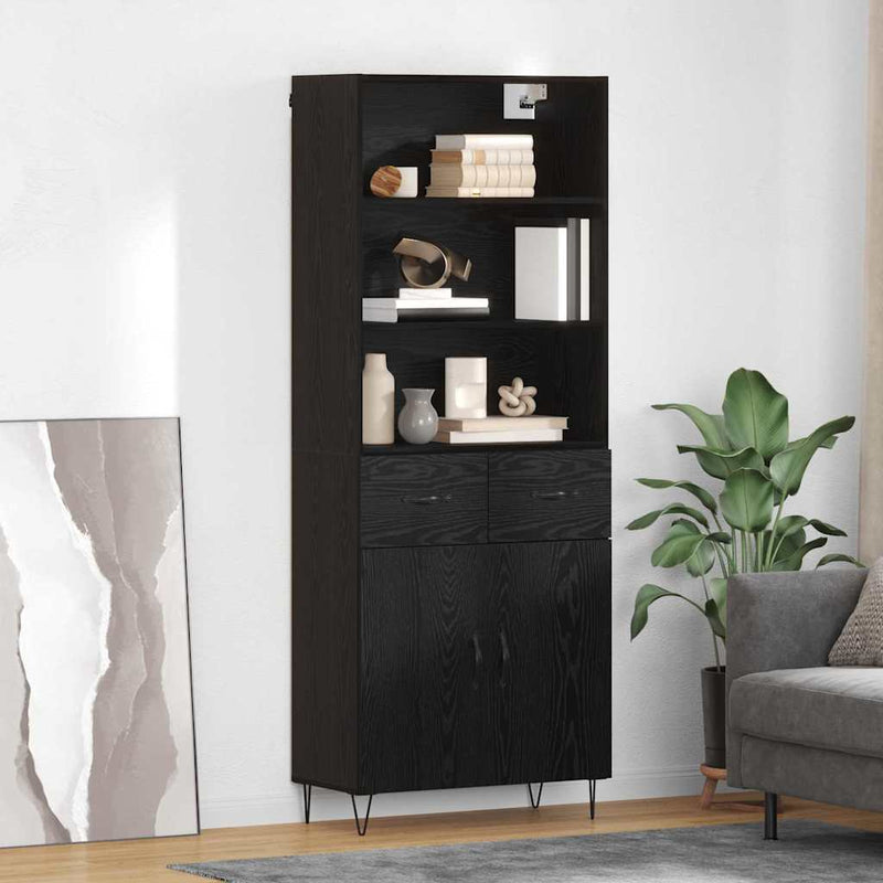 Bufet 2 buc. Stejar Negru 69,5 x 34 x 180 cm