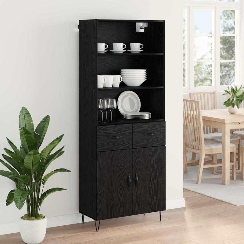 Bufet 2 buc. Stejar Negru 69,5 x 34 x 180 cm