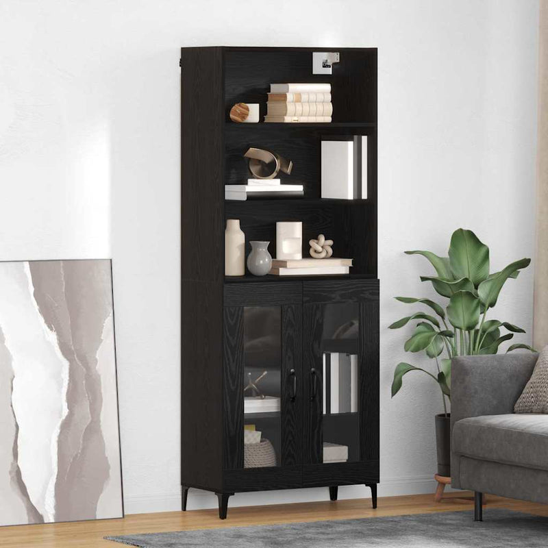 Bufet Stejar Negru 69,5 x 34 x 180 cm Lemn prelucrat