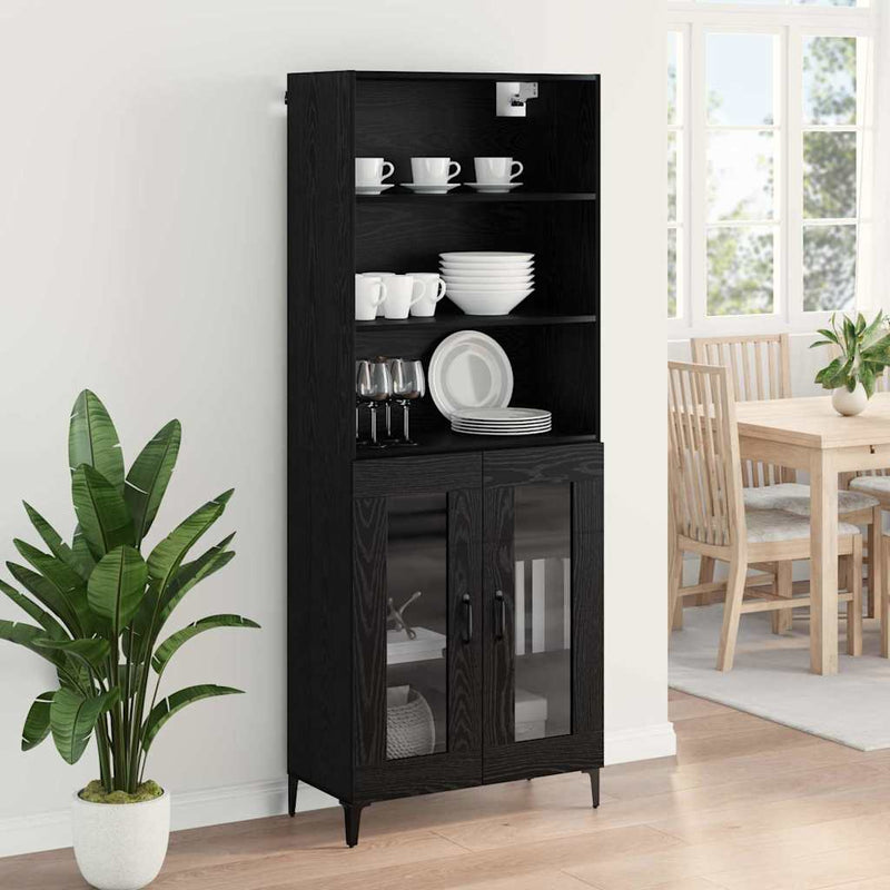 Bufet Stejar Negru 69,5 x 34 x 180 cm Lemn prelucrat