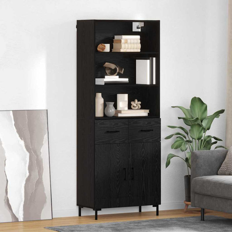 Bufet Stejar Negru 69,5 x 34 x 180 cm Lemn prelucrat