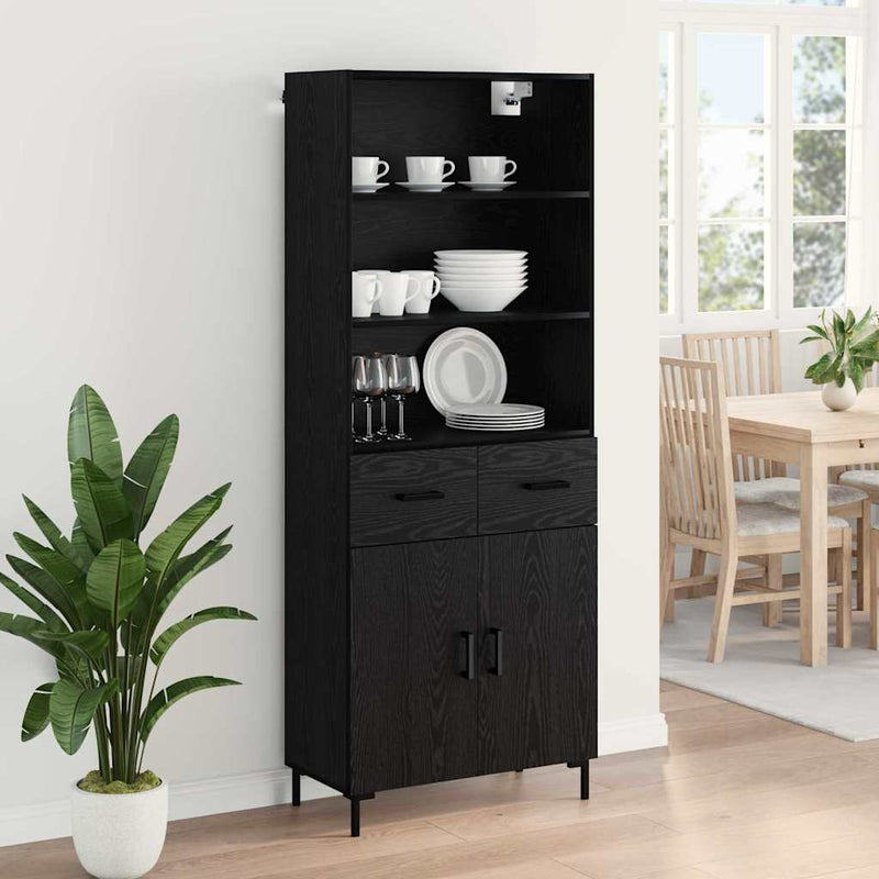 Bufet Stejar Negru 69,5 x 34 x 180 cm Lemn prelucrat