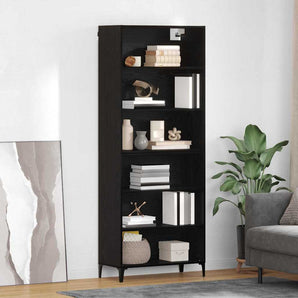Bufet Stejar Negru 69,5 x 34 x 180 cm Lemn prelucrat