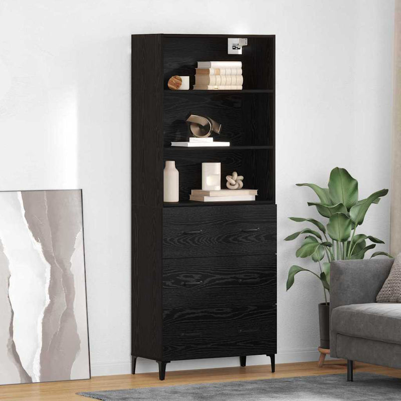 Bufet Stejar Negru 69,5 x 34 x 180 cm Lemn prelucrat