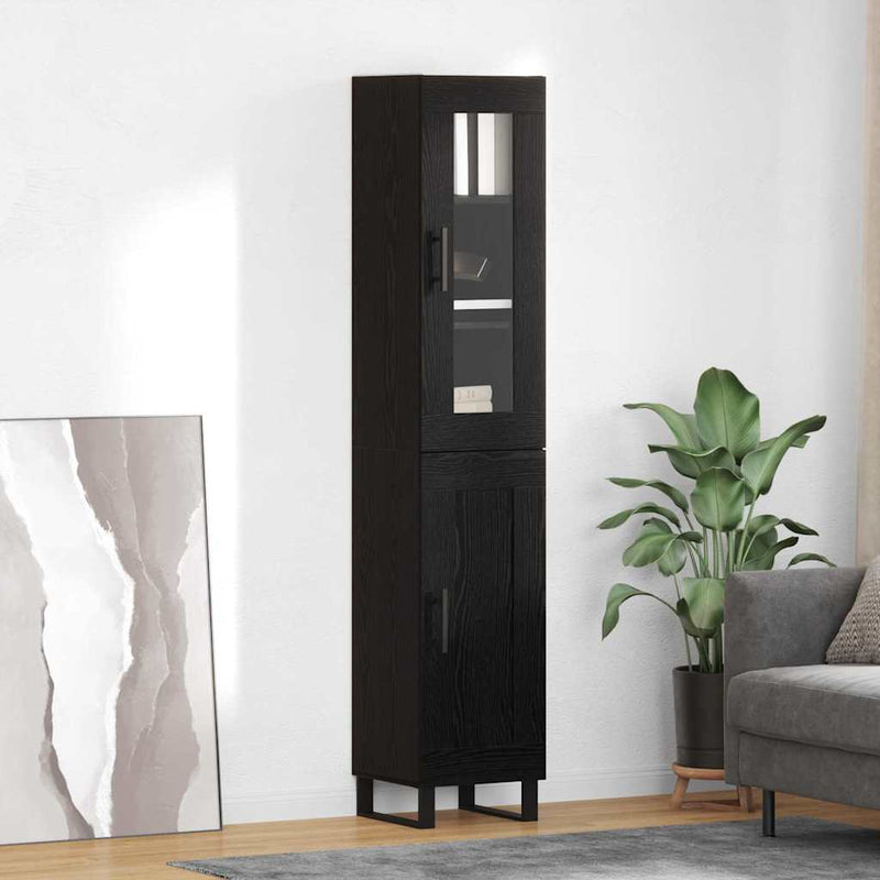 Bufet Stejar Negru 34,5 x 34 x 180 cm Lemn prelucrat