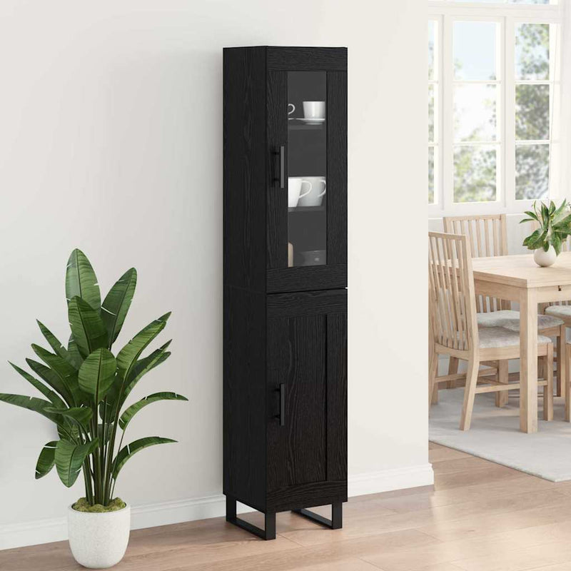Bufet Stejar Negru 34,5 x 34 x 180 cm Lemn prelucrat