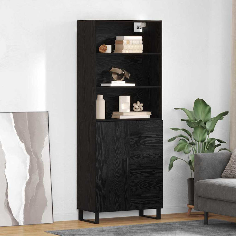 Bufet 2 buc. Stejar Negru 69,5 x 34 x 180 cm