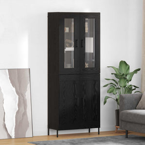 Bufet Stejar Negru 69,5 x 34 x 180 cm Lemn prelucrat