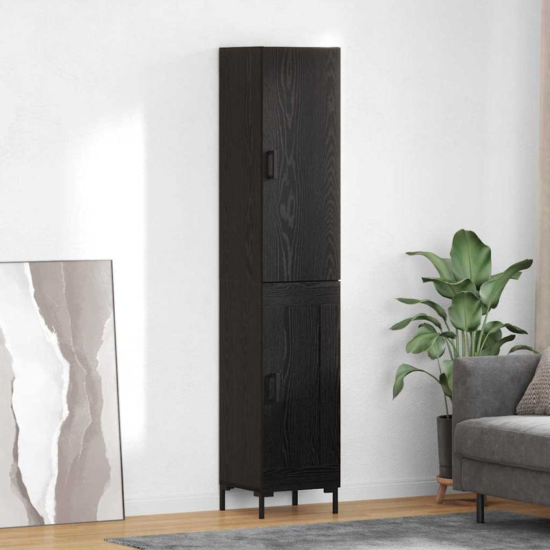Bufet Stejar Negru 34,5 x 34 x 180 cm Lemn prelucrat