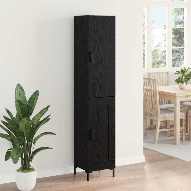 Bufet Stejar Negru 34,5 x 34 x 180 cm Lemn prelucrat