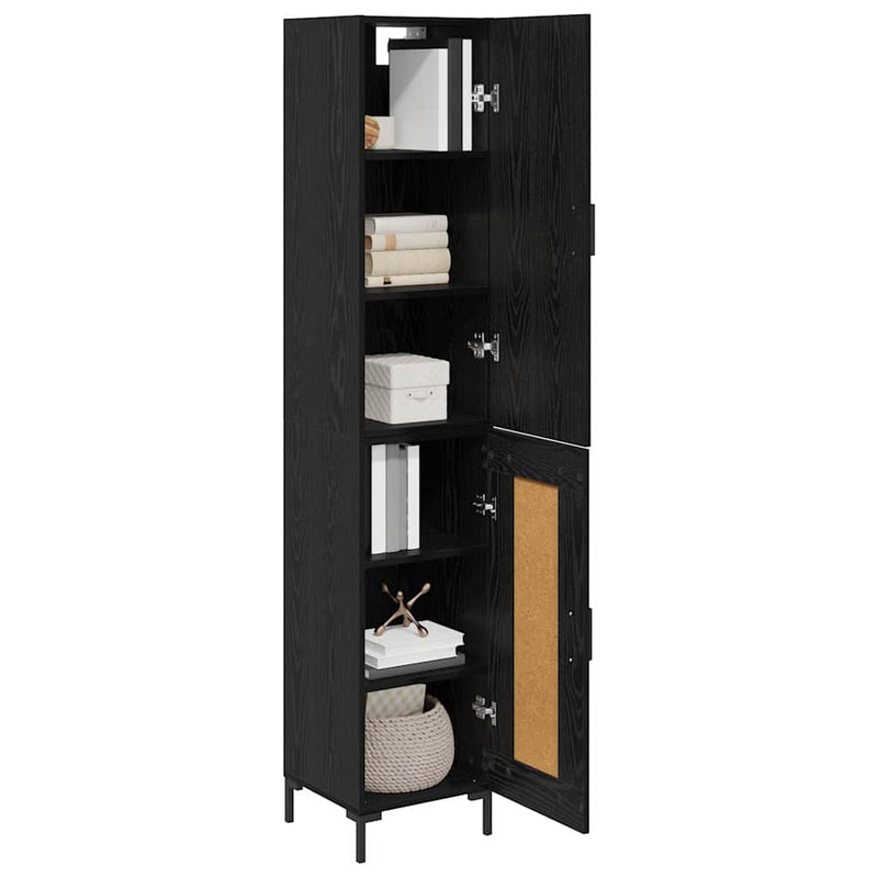 Bufet Stejar Negru 34,5 x 34 x 180 cm Lemn prelucrat