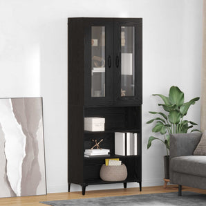 Bufet Stejar Negru 69,5 x 34 x 180 cm Lemn prelucrat