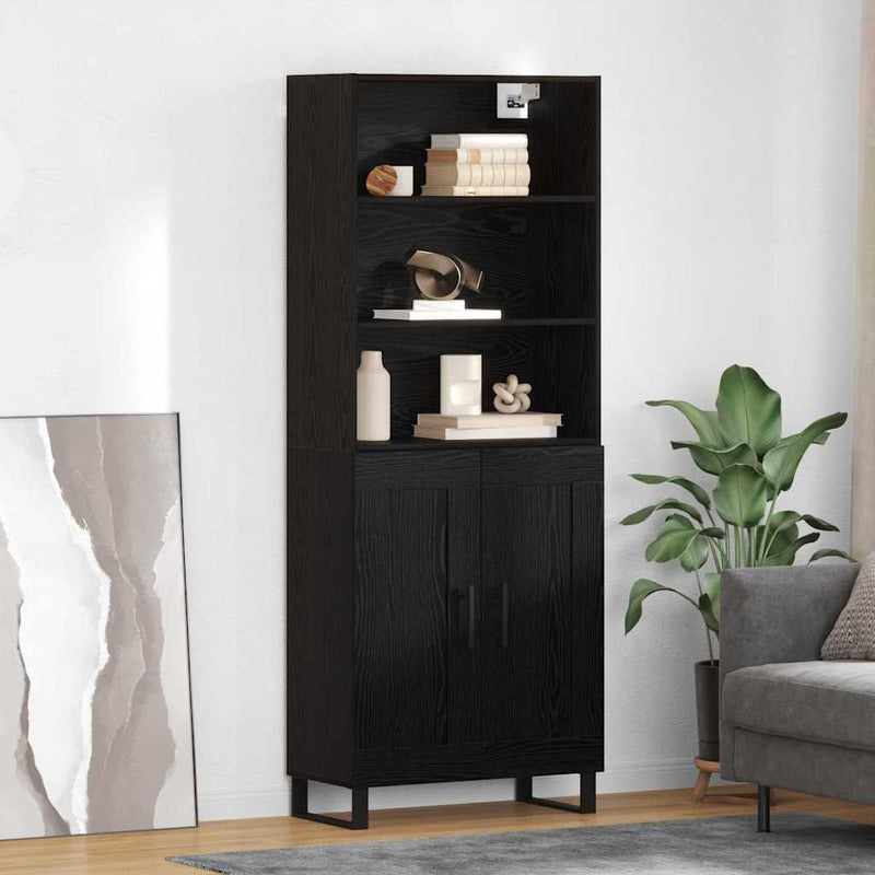 Bufet 2 buc. Stejar Negru 69,5 x 34 x 180 cm