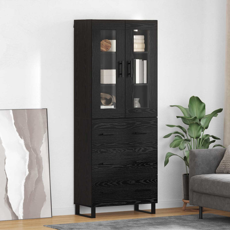 Bufet 2 buc. Stejar Negru 69,5 x 34 x 180 cm Lemn prelucrat