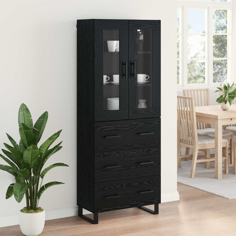 Bufet 2 buc. Stejar Negru 69,5 x 34 x 180 cm Lemn prelucrat