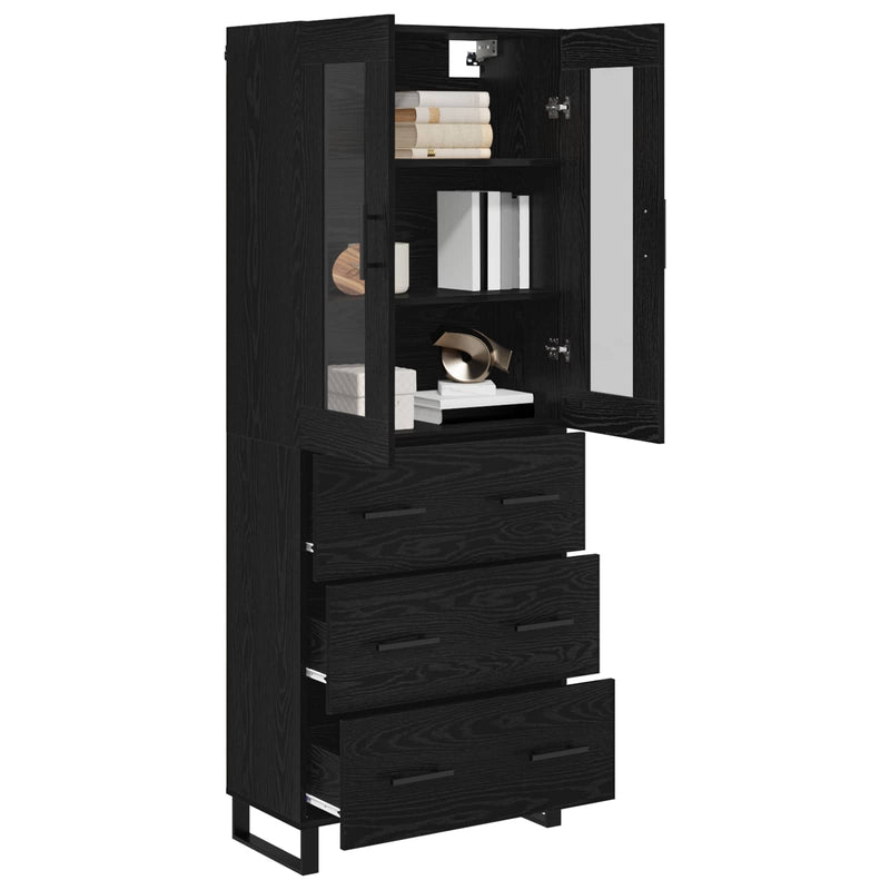 Bufet 2 buc. Stejar Negru 69,5 x 34 x 180 cm Lemn prelucrat