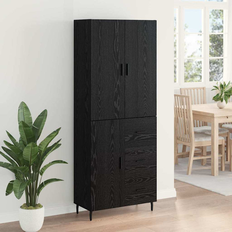 Bufet 2 buc. Stejar negru 69,5 x 34 x 180 cm Lemn prelucrat