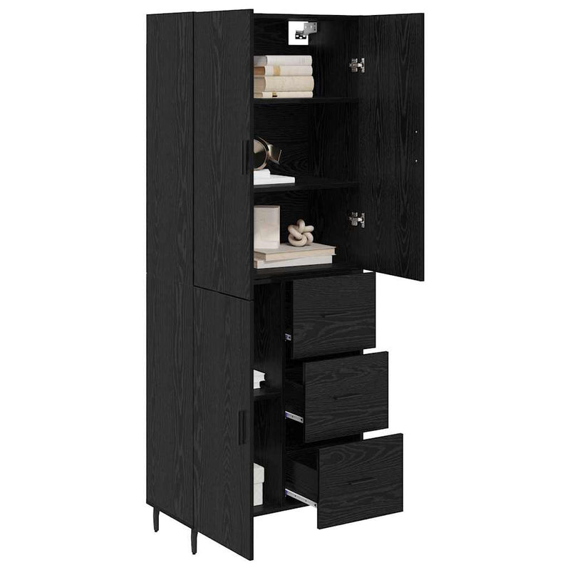 Bufet 2 buc. Stejar negru 69,5 x 34 x 180 cm Lemn prelucrat