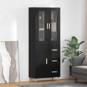 Bufet Stejar Negru 34,5 x 34 x 180 cm Lemn prelucrat