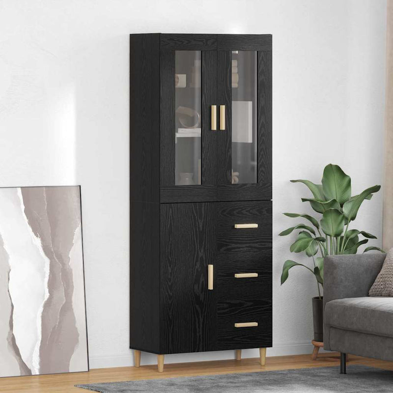 Bufet Stejar Negru 34,5 x 34 x 180 cm Lemn prelucrat